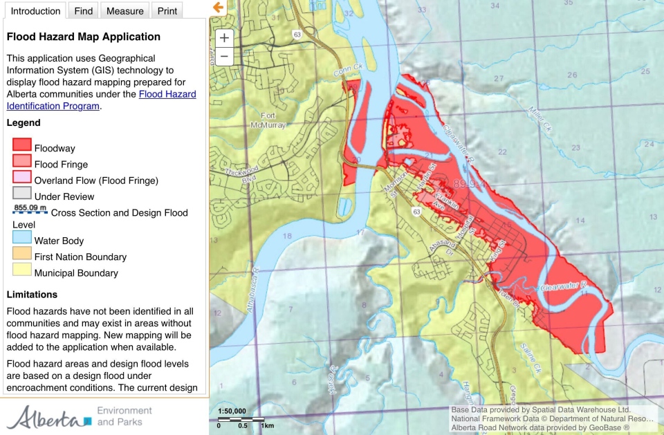 Alberta, flood hazard map, Fort McMurray