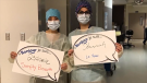 Staff at the Ottawa Hospital General Campus say thank you to the community for their support during the COVID-19 pandemic (Photo courtesy: Twitter/Kwadcast)
