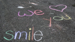 Elizabeth D'Angelo's daughter-in-law and grandchildren left this message in her driveway on the weekend!  
"Made me smile, hope it makes you smile too! :)"
