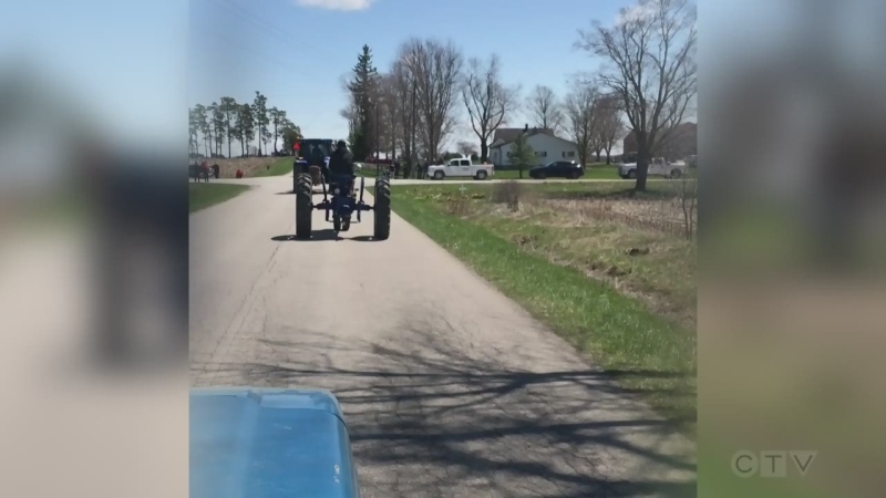 Tractor funeral procession