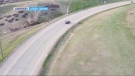 Jason Jahnke's drone recorded a van driving the wrong way on Highway 3 outside of Lethbridge on May 2, 2020 (Jason Jahnke)