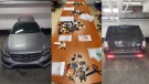 Vehicles and piles of keys stolen from car dealerships in London and Middlesex County, Ont. are seen in this image released by OPP on Monday, May 4, 2020.