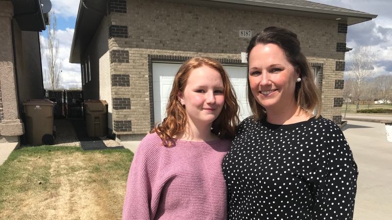 Ayla Sarrasin (left) and her mom Rachelle McCorriston (right) are working to get a full refund for a school trip to Quebec that was cancelled due to COVID-19. (Cally Stephanow/CTV News) 