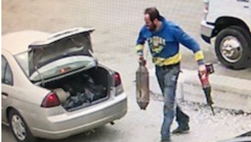 Police are searching for a suspect in connection with the theft of a catalytic convertor. (Police handout)