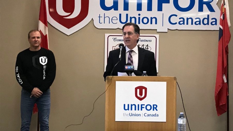Windsor-West MP Brian Masse joins Unifor leaders on Thursday, May 7, 2020. (Rich Garton / CTV Windsor)