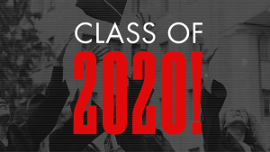 Grads throwing caps under 'Class of 2020'