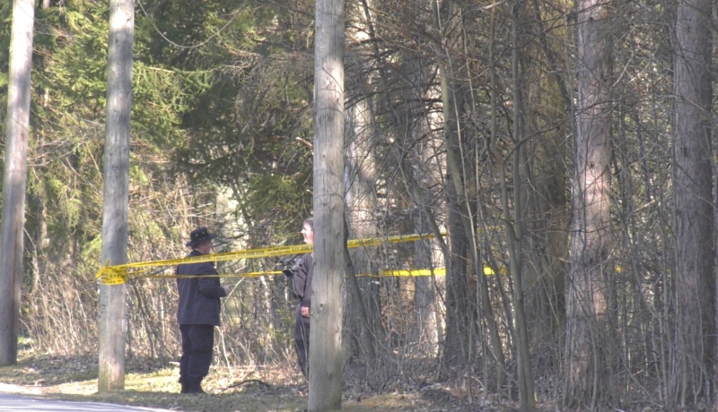  The Grey Bruce Ontario Provincial Police investigate in Meaford after human remains are located, Thurs., May 7, 2020. (Roger Klein/CTV News) 