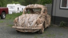 Island driftwood artist creates full car sculpture