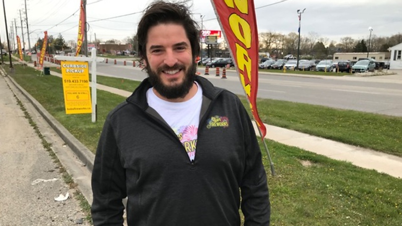 Mike Leff, of Bob’s Fireworks on Southdale Road in London, Ont. on Thursday, May 14 2020. (Sean Irvine?CTV London)