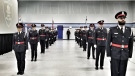 New Windsor constables receive their badges at badge presentation ceremony in Windsor Ont., on Friday May 15 2020 (courtesy Windsor Police Service)