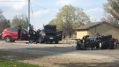 Crash in St. Thomas at Sunset Road and Wilson Avenue,  between Shaw Valley Drive and Elm Street on Saturday, May 16, 2020 (Brent Lale / CTV News)