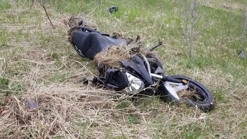 A motorcycle operator was pronounced dead on scene of a crash on Line 87. (Photo: Perth County OPP) (May 17, 2020)