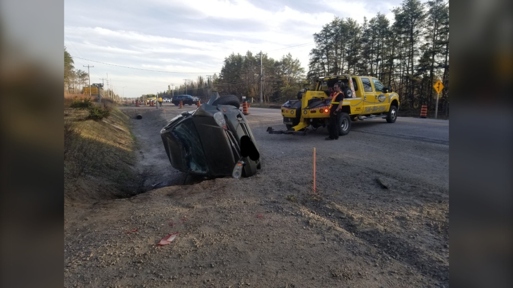 Vehicle rollover on Highway 11