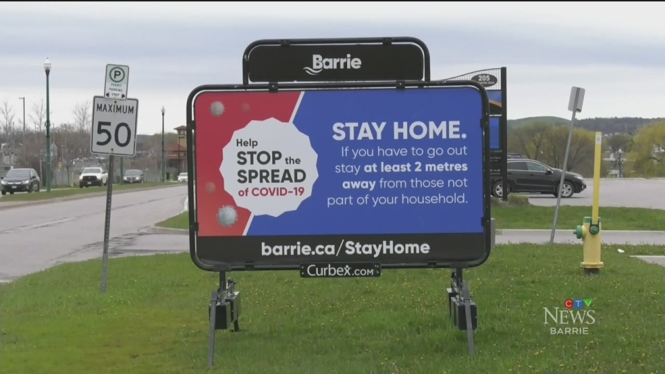 Barrie COVID stay home sign