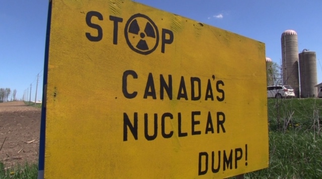 An anti-nuclear waste sign in South Bruce, Ont. is seen Friday, May 22, 2020. (Scott Miller / CTV London)