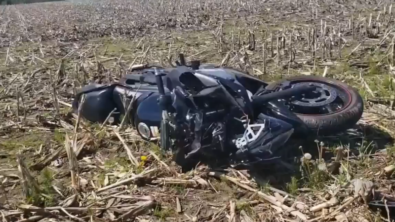 A 39-year-old man was thrown from his motorcycle during a crash in Norfolk County on Sunday, May 24, 2020. (Source: OPP)