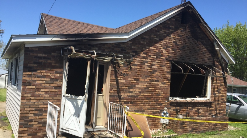 A fatal fire destroyed a home in Erieau, Ont. on Tuesday, May 26, 2020. (Bryan Bicknell / CTV London)