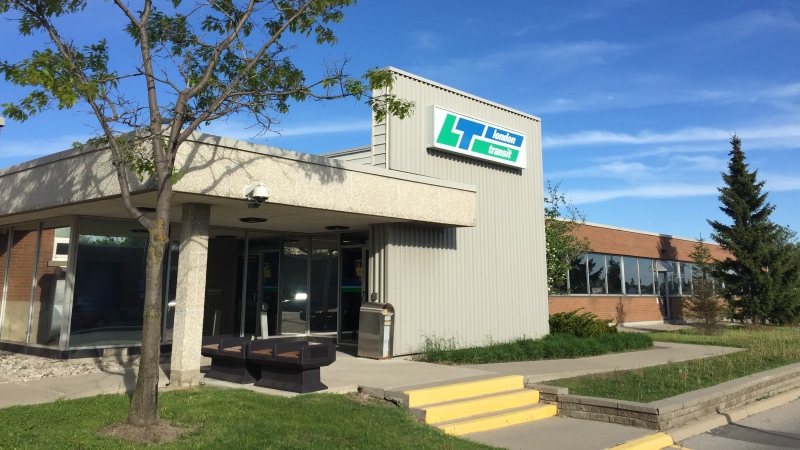 The London Transit Commission offices at 450 Highbury Ave. N. in London, Ont. are seen Wednesday, May 28, 2020. (Bryan Bicknell / CTV London)