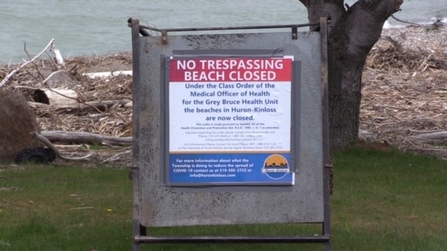 Beach closed sign
