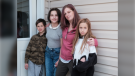 Sarah Sansom and her children, from left to right, Addison, 11, Ceirra, 13, and Daylen 8, pose for a portrait at their home in Nobleford, Alta., on Friday, May 29, 2020. Sarah's husband, and the children's father Jacob (Jake) Sansom and his uncle Morris Cardinal were found shot to death on a rural road in eastern Alberta in March 2020. Anthony Michael Bilodeau, 31, has been charged with two counts of second-degree murder over the deaths of Sansom and Cardinal. THE CANADIAN PRESS/David Rossiter
