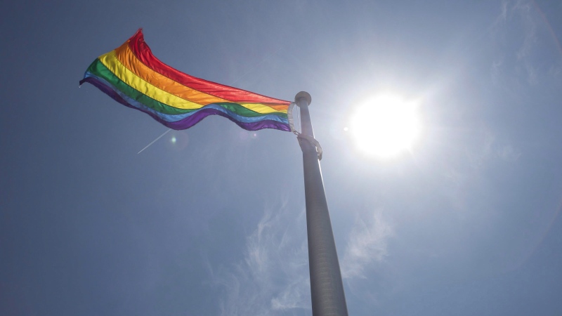 A rainbow flag flies at Toronto City Hall in Toronto on Tuesday, May 31, 2016. THE CANADIAN PRESS/Eduardo Lima