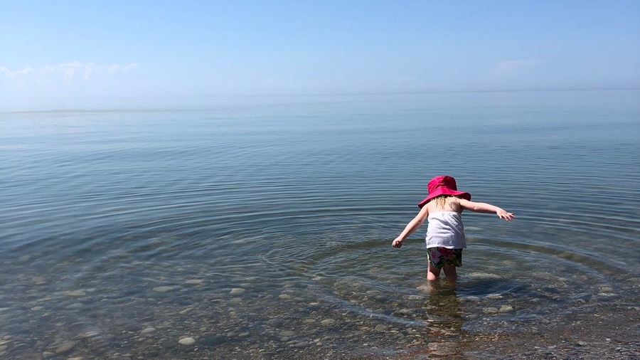 A girl playing Lake Huron