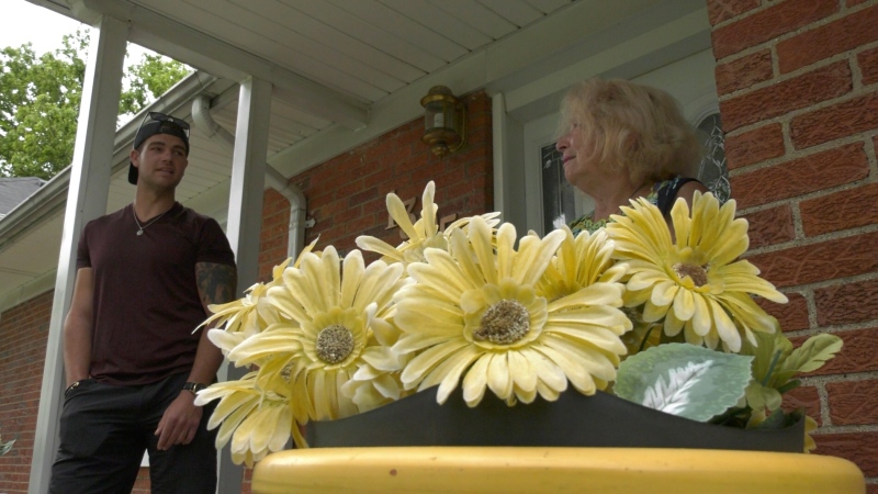 Shirley Horwitz, 89, had her landscaping stolen from her yard, Lakeshore Landscaping restored her property in Windsor, Ont on Wednesday, June 3 2020. (Sijia Liu/CTV Windsor)