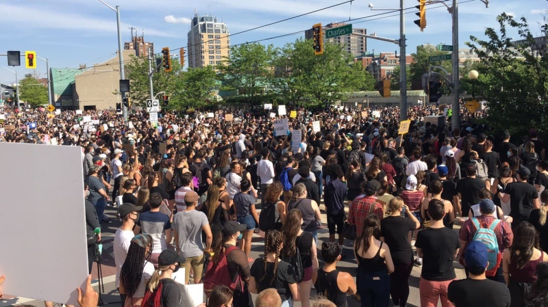 Thousands of people gathered in downtown Kitchener in support of the Black Lives Matter solidarity march. (Provided)