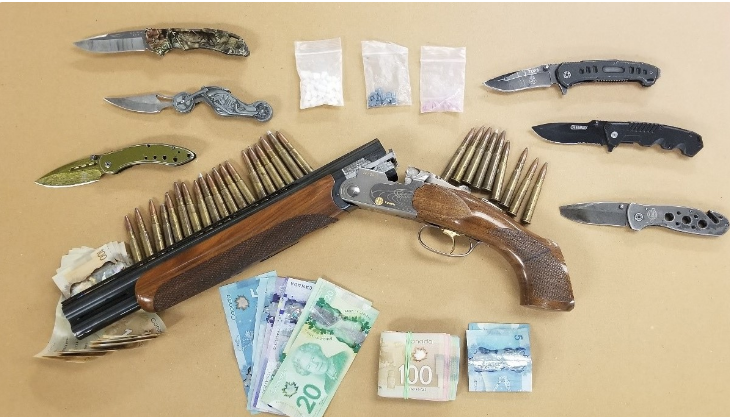 A display of items seized during a search of a residence on Mornington Avenue in London, Ont. are seen in this image provided by the London Police Service.