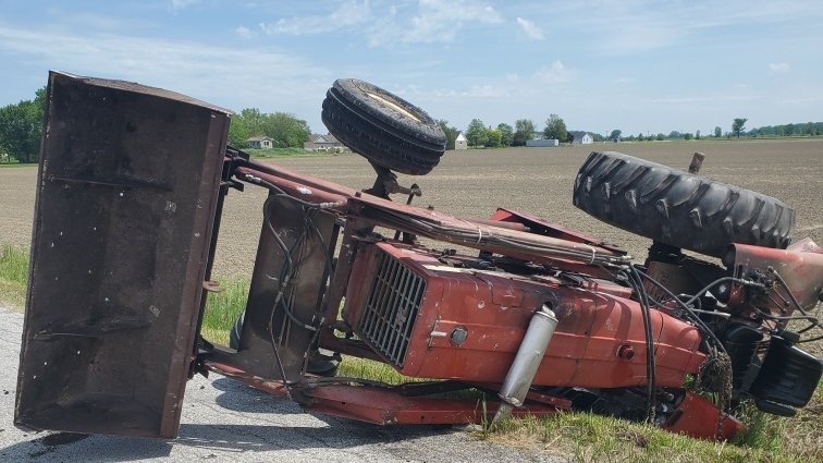 Police and paramedics responded to the crash in Essex, Ont. on Thursday, June 4, 2020. 