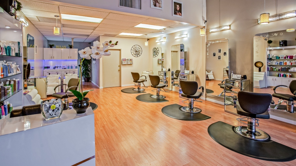 The inside of a hair salon