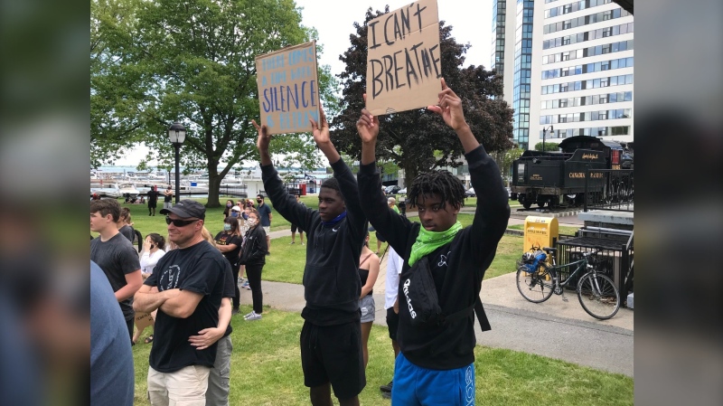 Isaac Wills was one of hundreds of people who participated in an anti-racism march in Kingston on Saturday. (Kimberley Johnson/CTV News Ottawa)