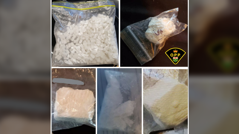 Ontario Provincial Police say they seized a variety of drugs and replica weapons from a home in Pembroke June 5, 2020. (OPP handout)
