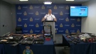 Insp. Max Waddell with the Winnipeg Police Service speaks at a press conference regarding the seizure of 'ghost guns' in Winnipeg Tuesday morning.