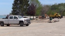 Construction work along the beachfront in Goderich, Ont. is seen in May 2020. (Scott Miller / CTV London)
