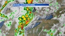 Weather radar shows a line of thunderstorms moving into southwestern Ontario on Wednesday, June 10, 2020. 