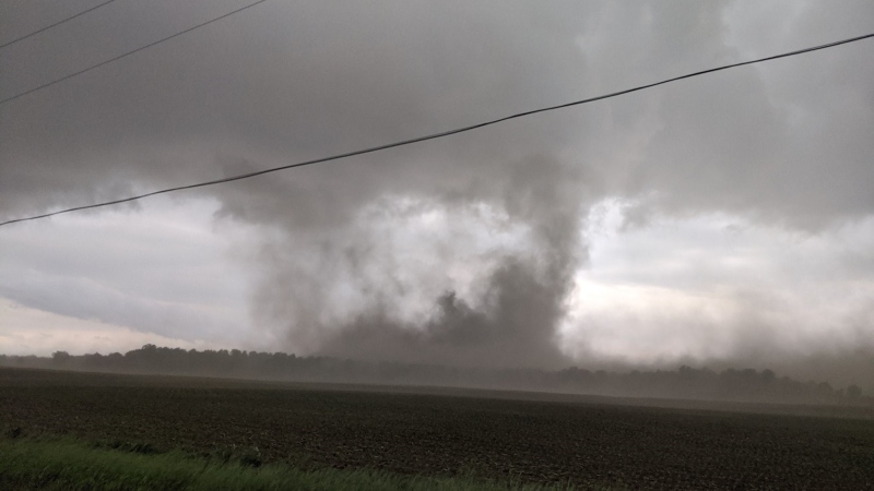 The beginnings of a tornado near Glencoe, Ont. are seen Wednesday, June 10, 2020. (Source: Dave Robins / Twitter)