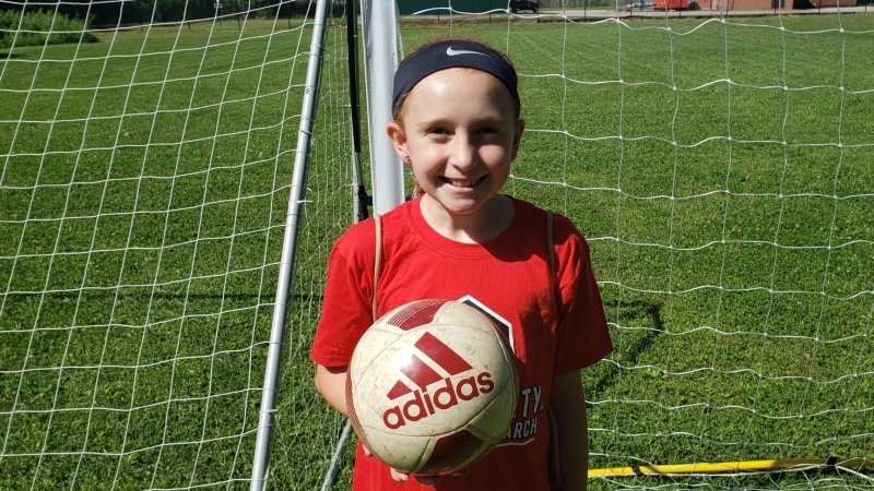 Isabelle Sakalo performs soccer drills ahead of finals of world wide challenge. 