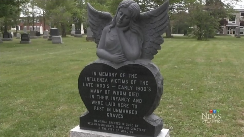 A new guardian angel statue that sits in a New Brunswick cemetery honours lives lost in past pandemics.