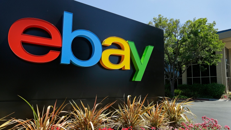 This Tuesday, July 16, 2013, file photo shows signage at eBay headquarters in San Jose, Calif. (AP Photo/Ben Margot, File)