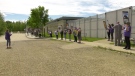 A group of protesters demonstrated outside the Edmonton Zoo as it reopened, calling for the zoo to retire the 45-year-old animal. June 15, 2020. (CTV News Edmonton)
