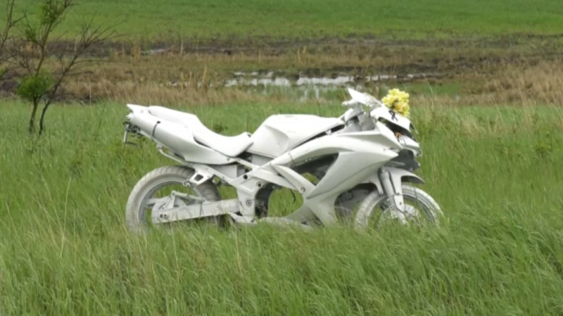 A ghost bike was set up after two people were killed in a motorcycle crash on June 12. 