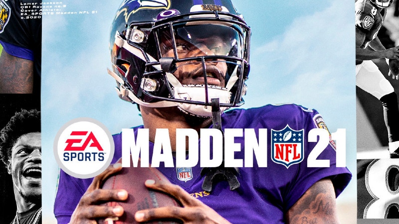 Madden 21 cover featuring Lamar Jackson