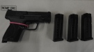 A gun reportedly seized in a firearms trafficking investigation near Cornwall, ON. June 10, 2020. (RCMP handout)