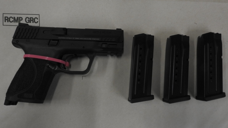 A gun reportedly seized in a firearms trafficking investigation near Cornwall, ON. June 10, 2020. (RCMP handout)