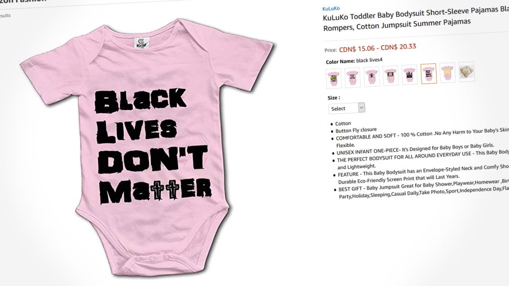 Black Lives Don T Matter Baby Outfit Sold Through Amazon Prompts Outrage Ctv News - cool girl roblox outfits with bruises