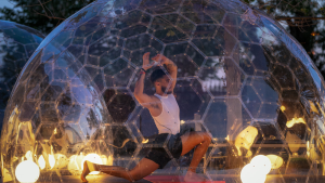 Yoga domes pop up for exercise during age of coronavirus