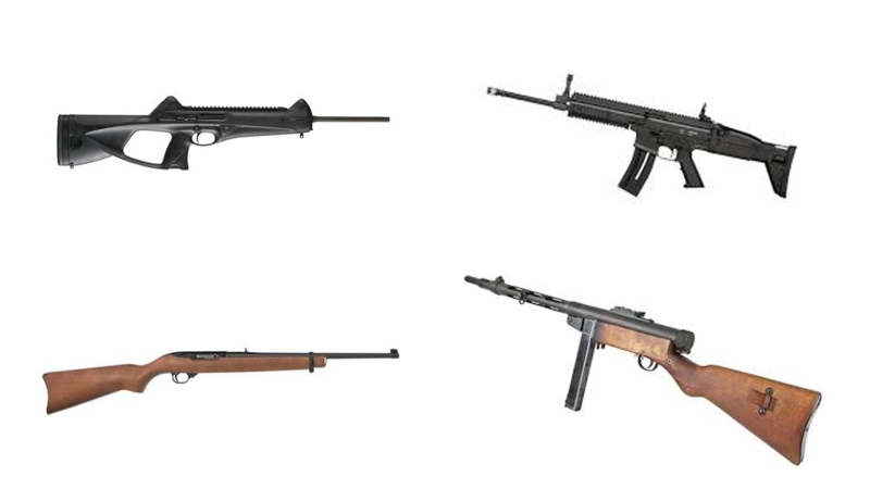 Four firearms similar to these were stolen from a shop in Aylmer, Ont. on Wednesday, June 17, 2020. (Source: Aylmer Police Service)