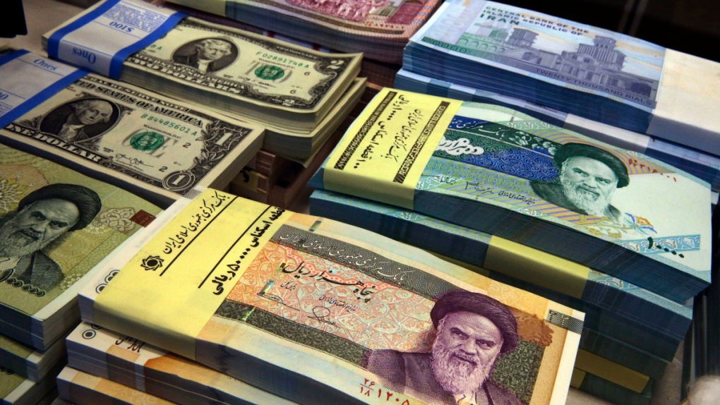 Iranian and U.S. banknotes