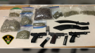 Russell OPP claim they seized cannabis, pellet guns, and a large knife from a man during a R.I.D.E. check stop early Monday, June 22, 2020. (OPP handout)